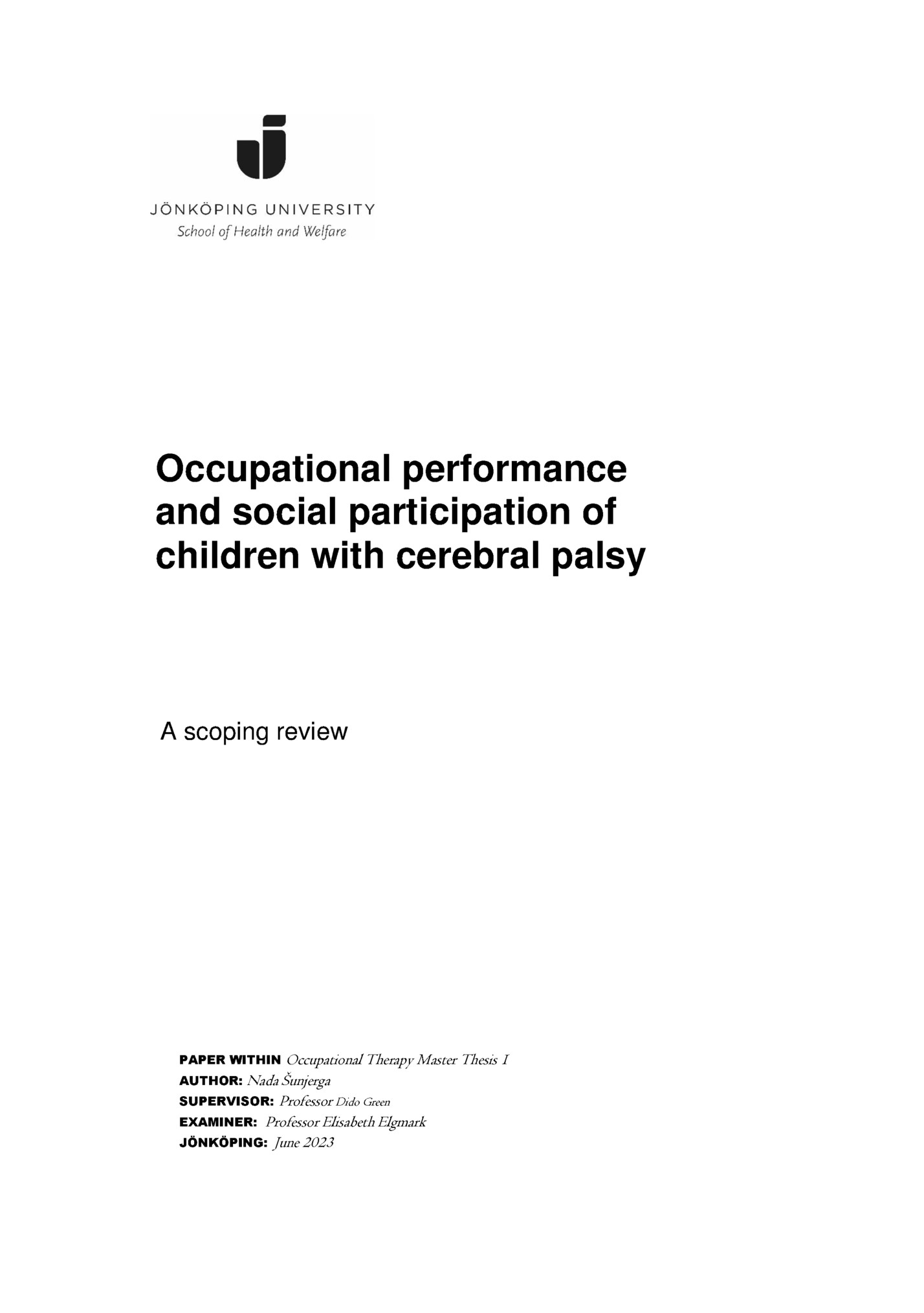 Occupational performance