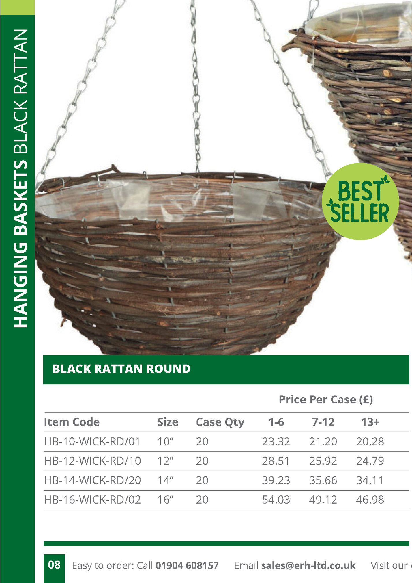 HANGING BASKETS BLACK RATTAN