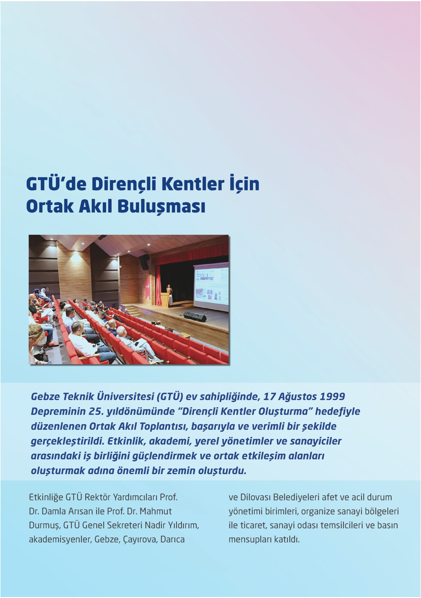 GTÜ’de Dirençli Kentler İçin