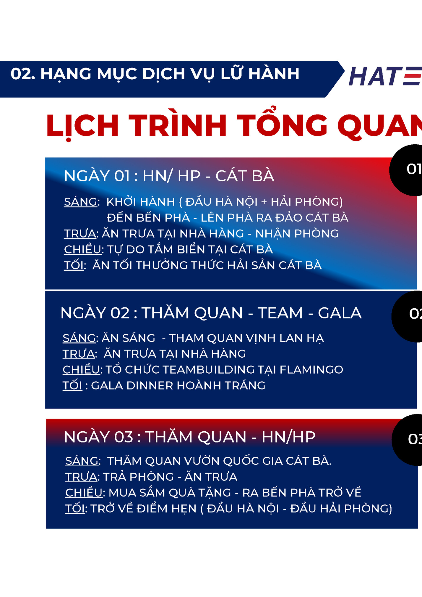 02. HẠNG MỤC DỊCH VỤ LỮ HÀNH