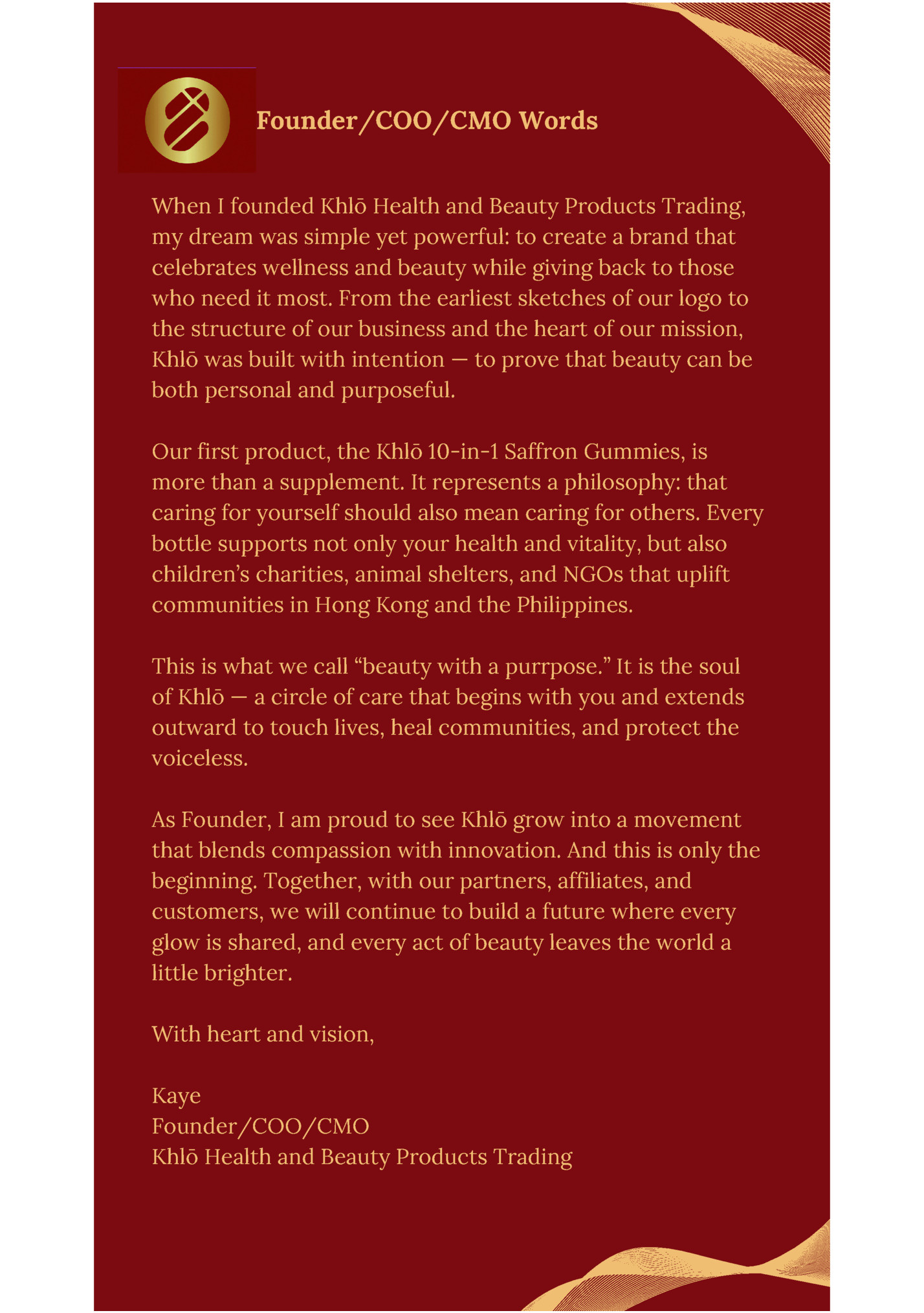 Founder/COO/CMO Words