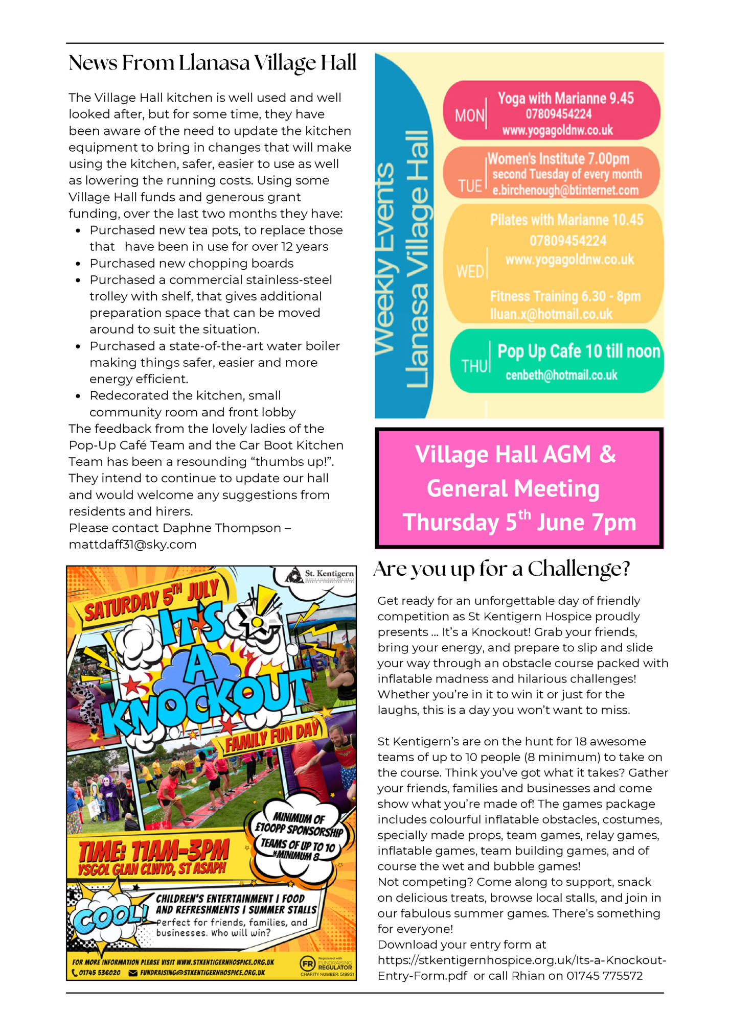 News From Llanasa Village Hall