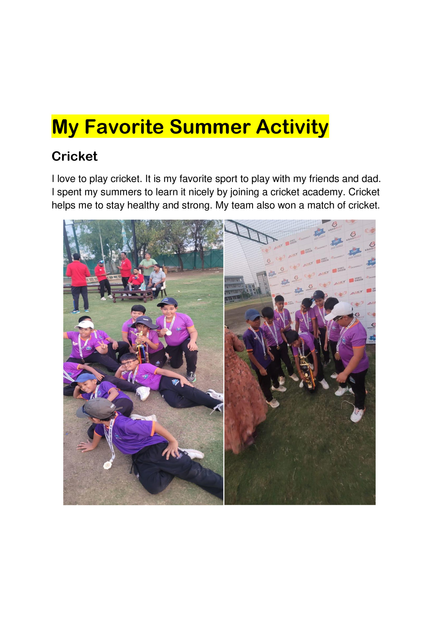 My Favorite Summer Activity My Favorite Summer Activity