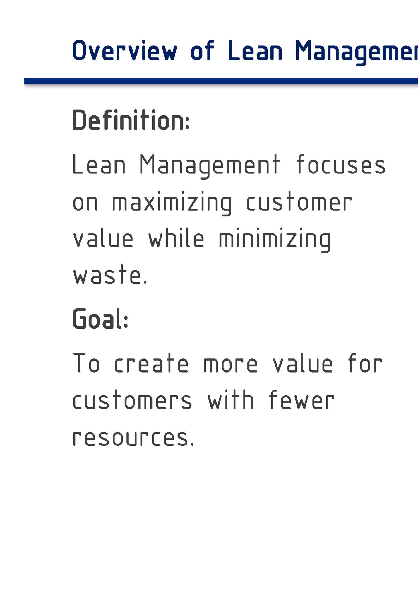 Overview of Lean Management/精益管理概述