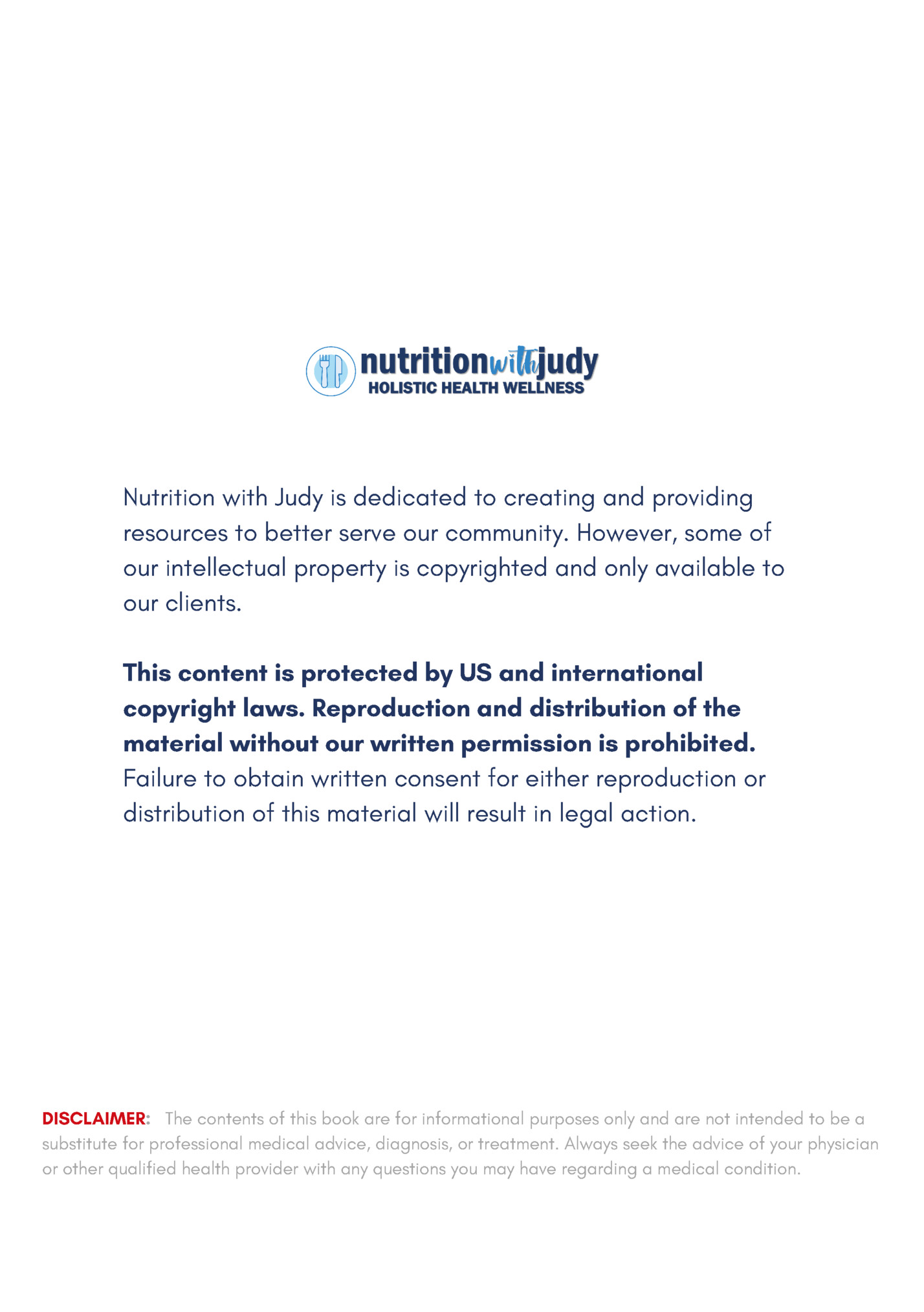 Nutrition with Judy is dedicated to creating and providing