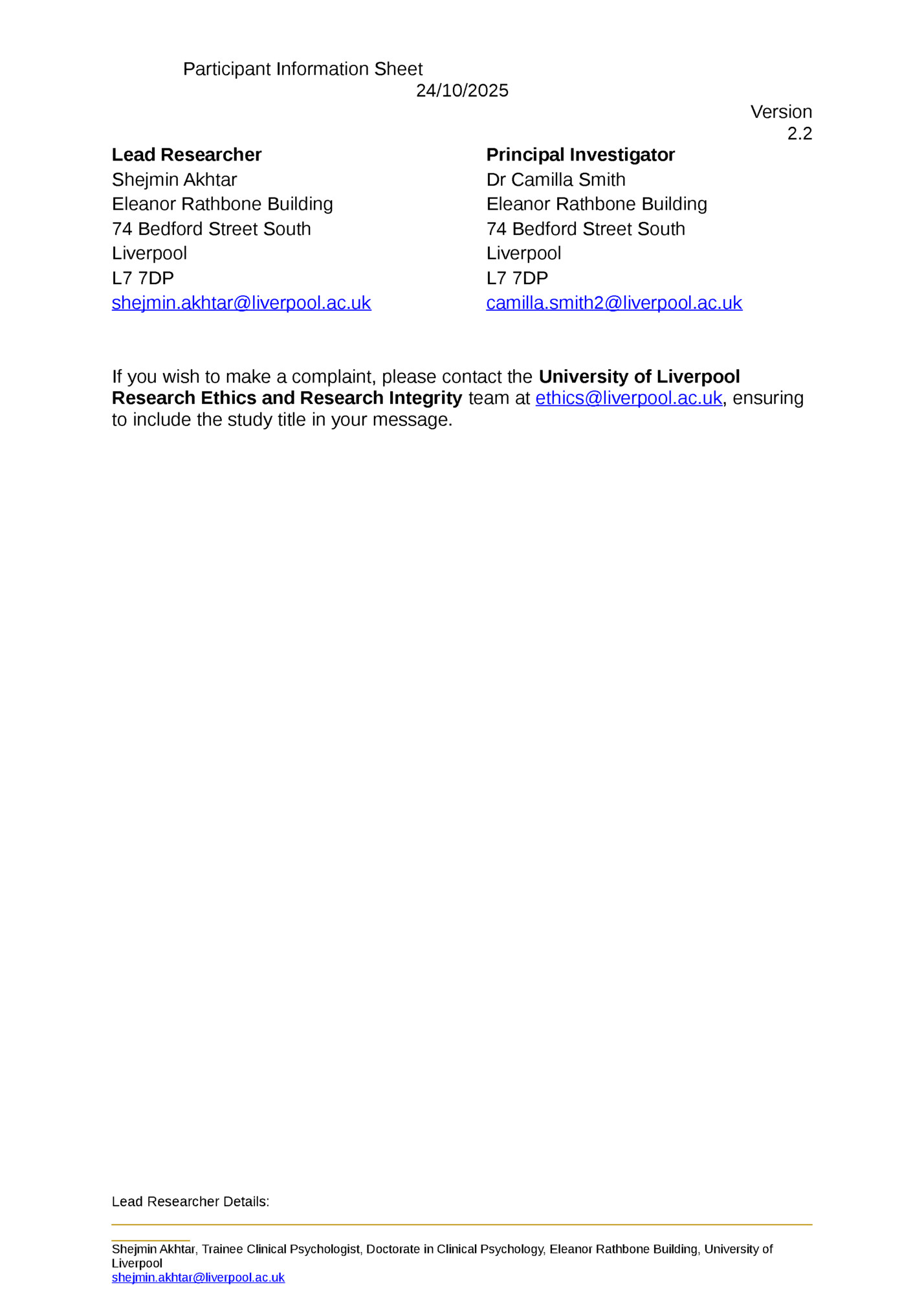 Participant Information Sheet