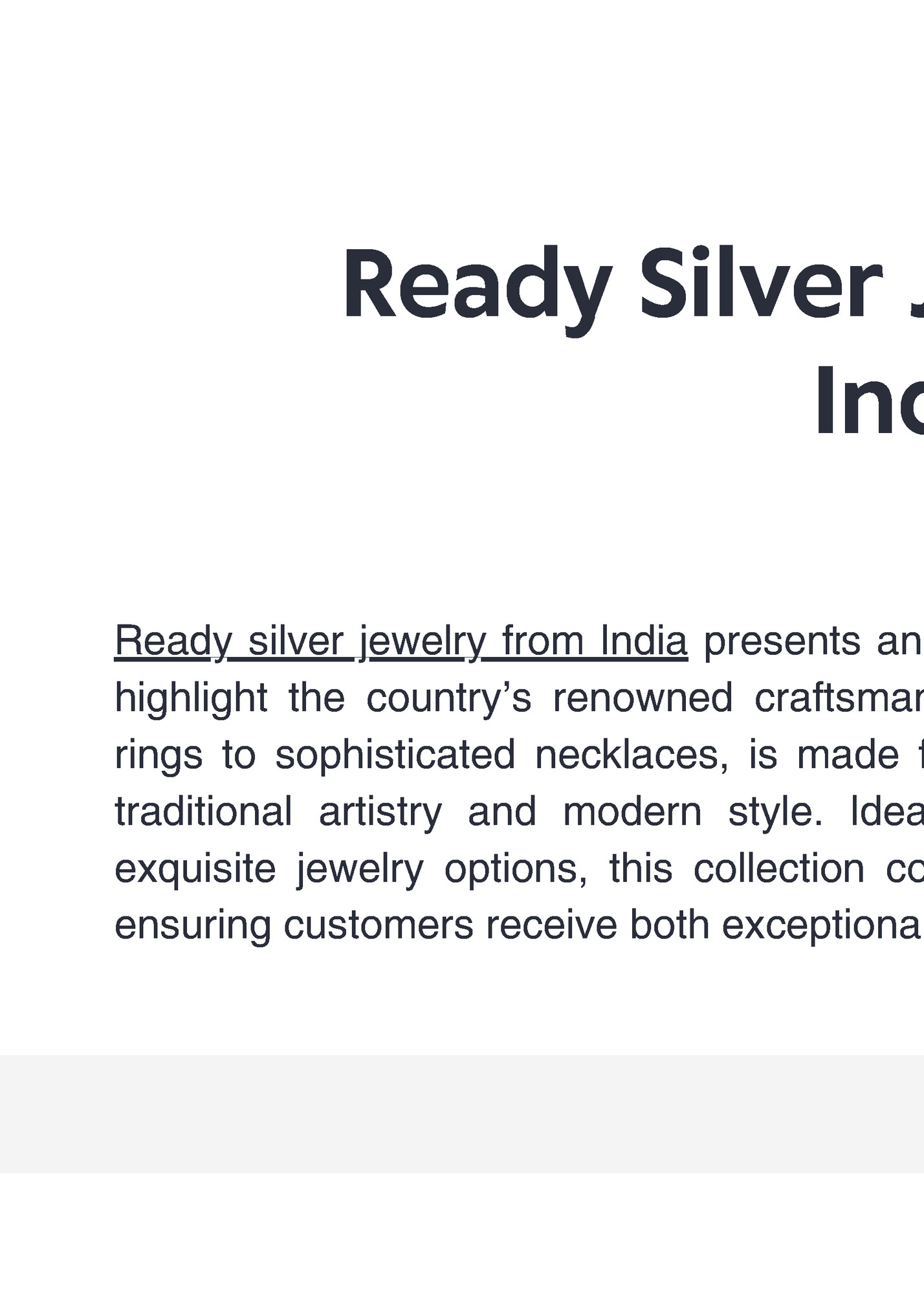 Ready Silver Jewelry From