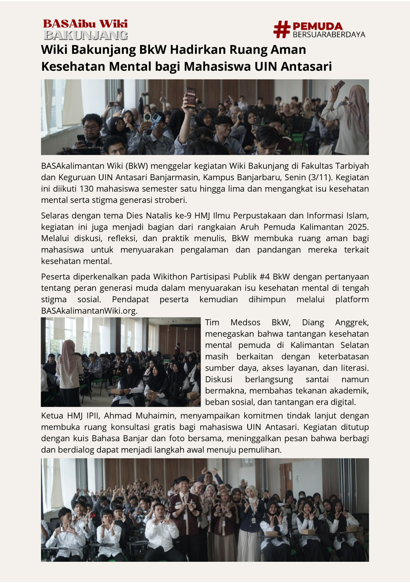 Wiki Bakunjang BkW Hadirkan Ruang Aman