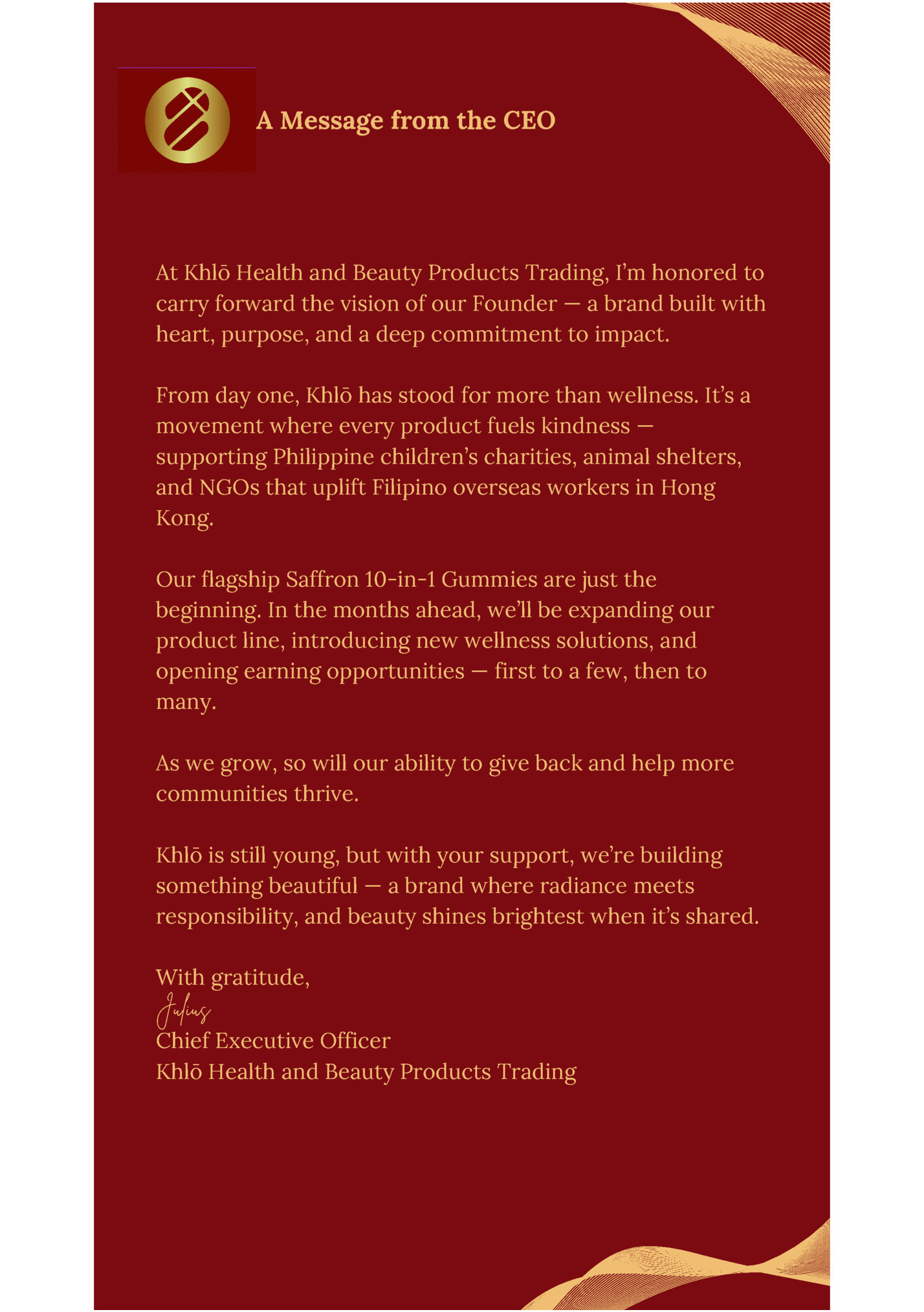 A Message from the CEO A Message from the CEO