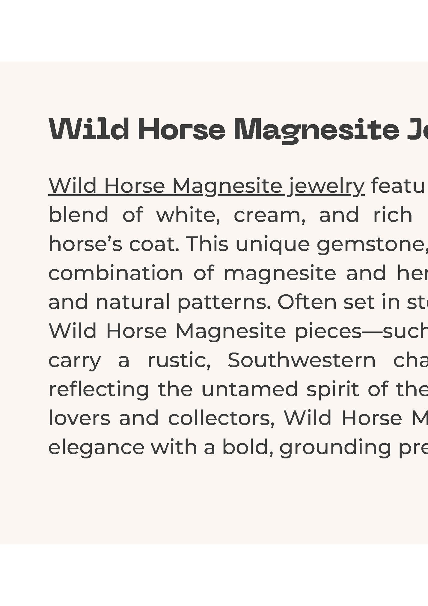 Wild Horse Magnesite Jewelry