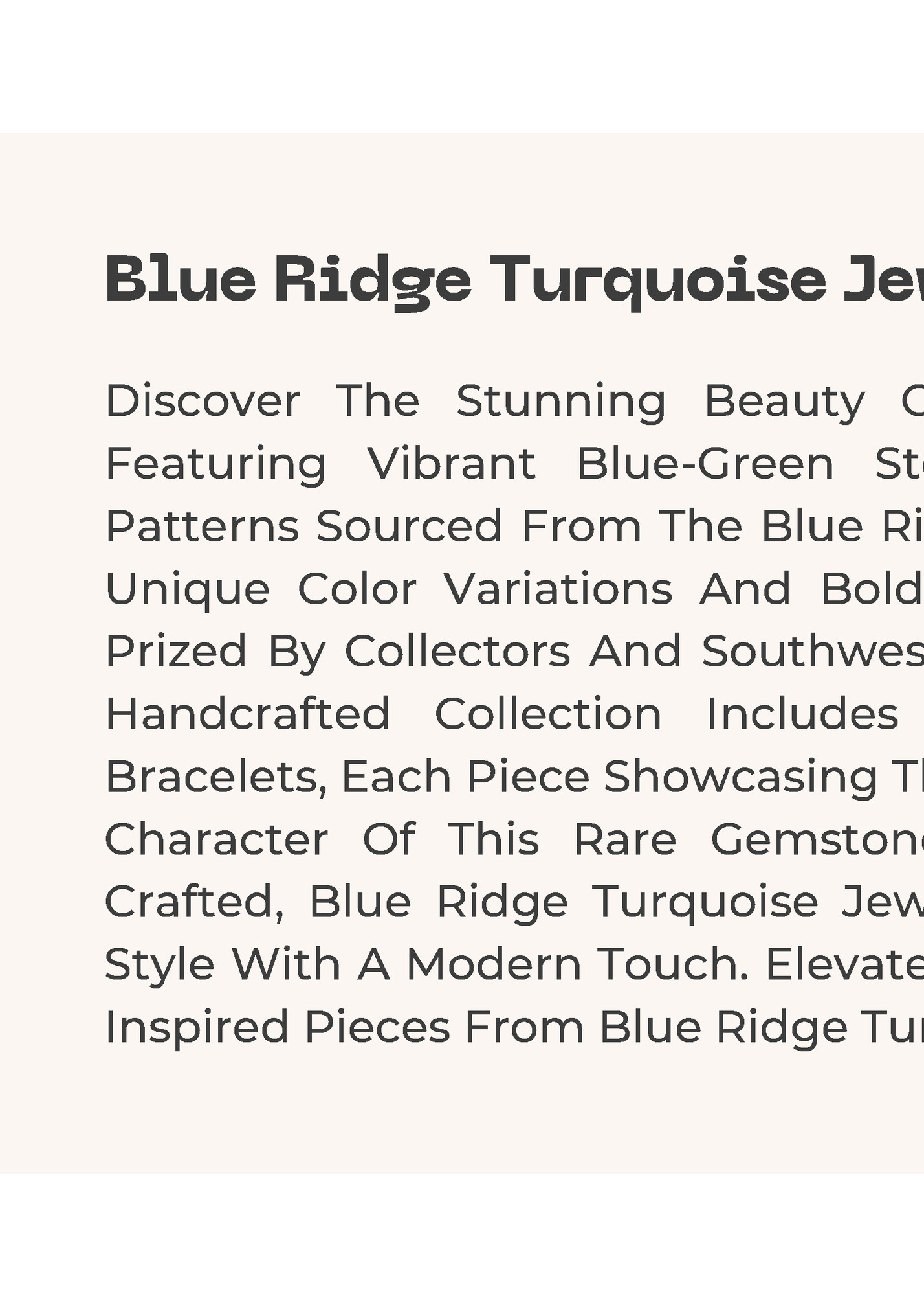 Blue Ridge Turquoise Jewelry