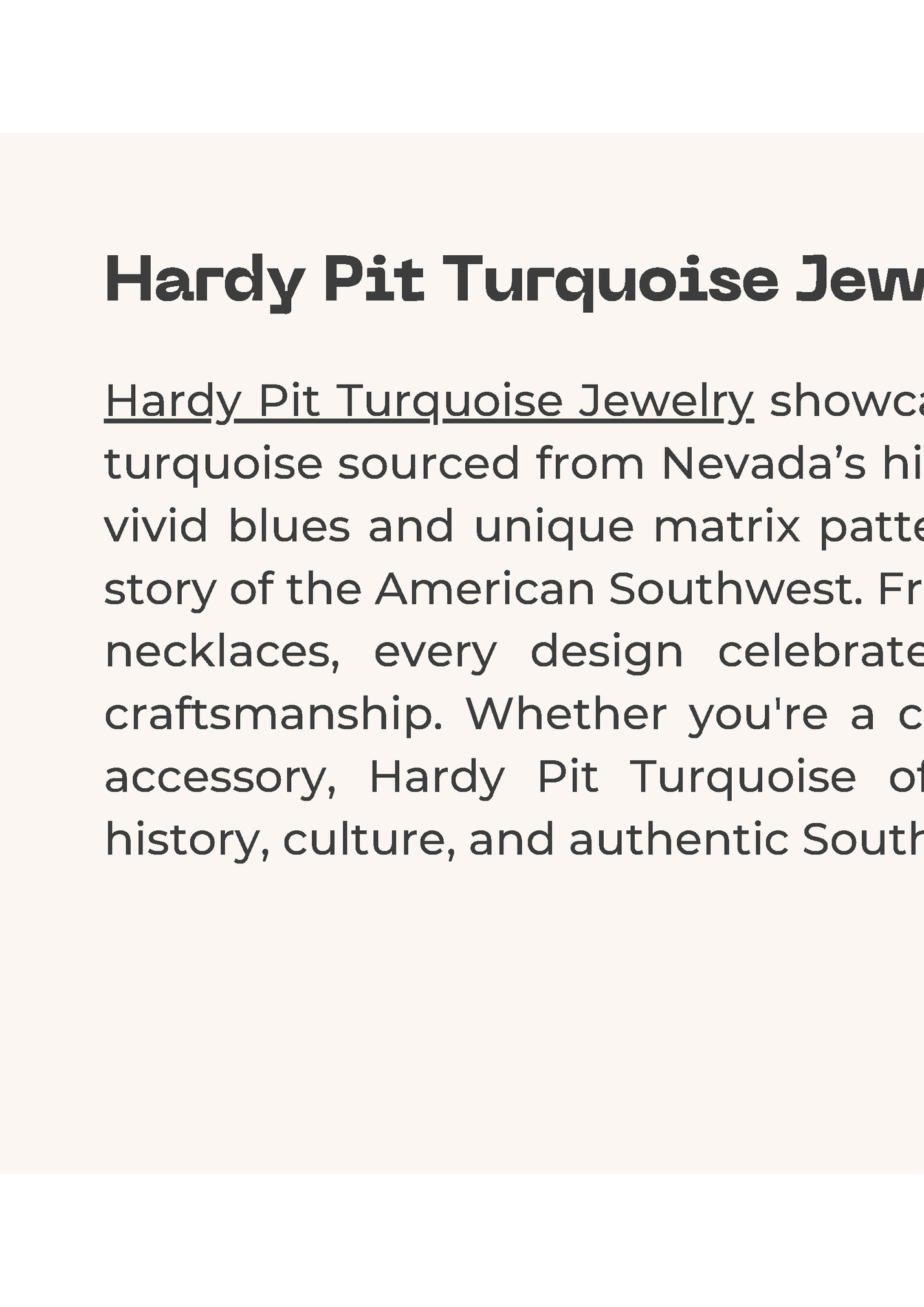 Hardy Pit Turquoise Jewelry