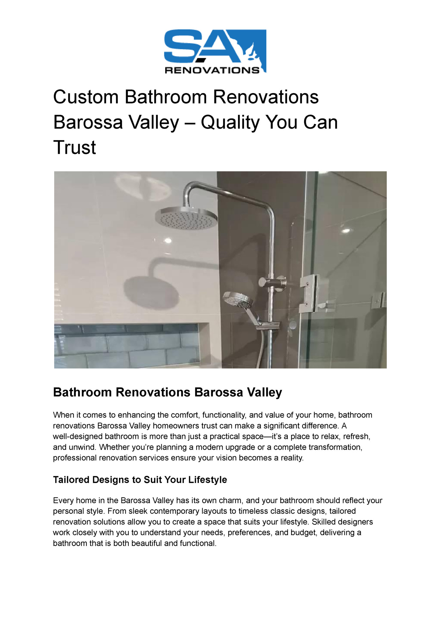 Custom Bathroom Renovations