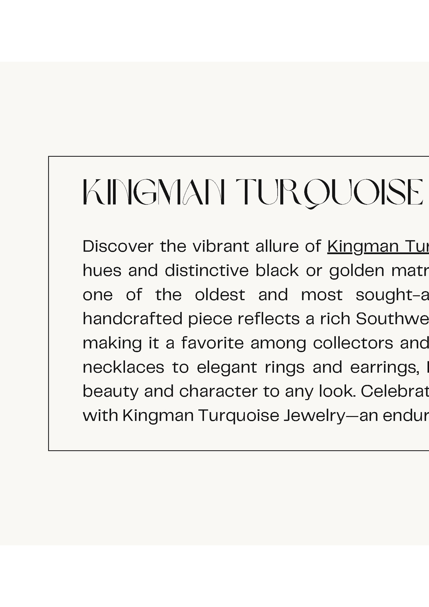 KINGMAN TURQUOISE JEWELRY KINGMAN TURQUOISE JEWELRY