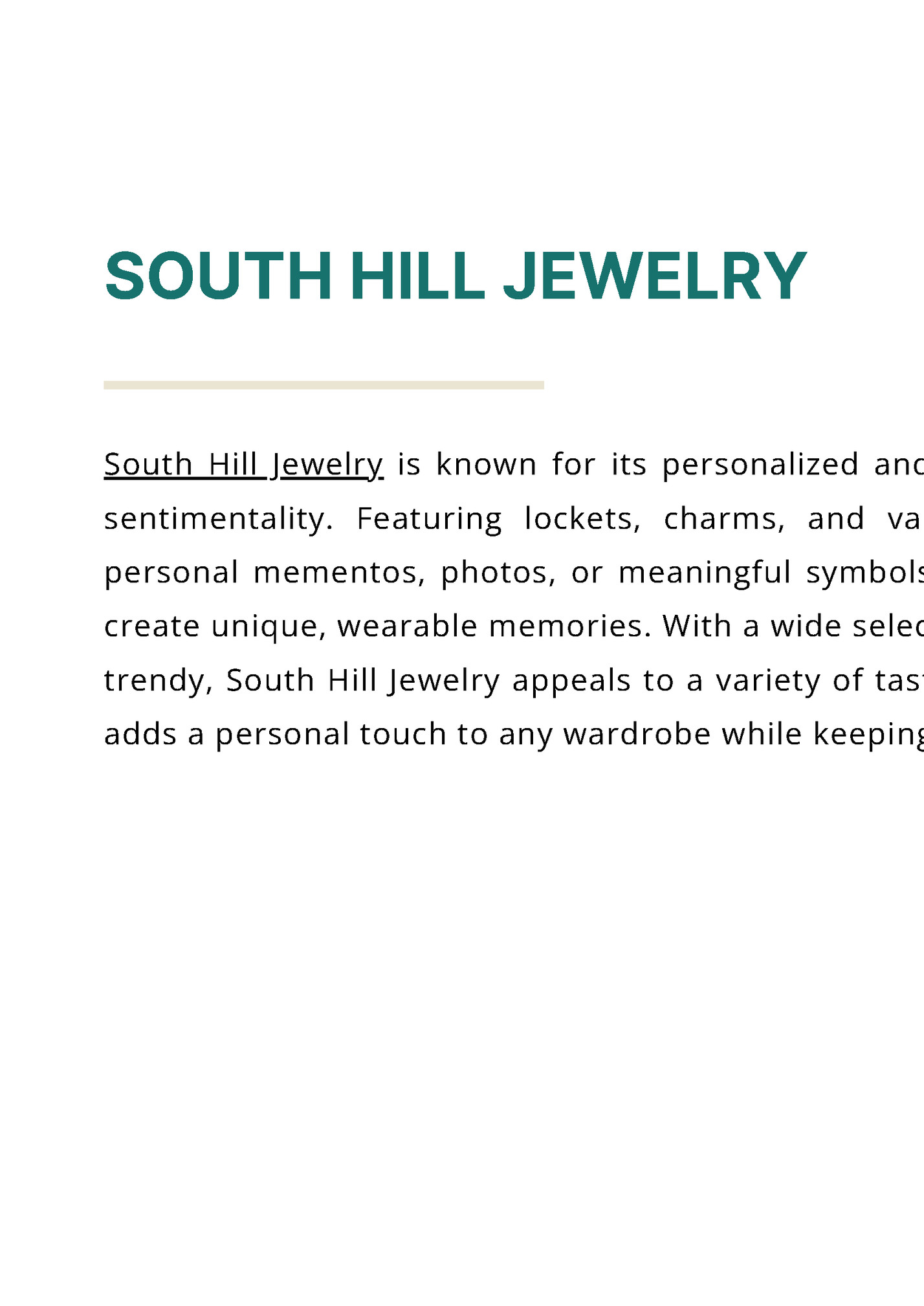 SOUTH HILL JEWELRY