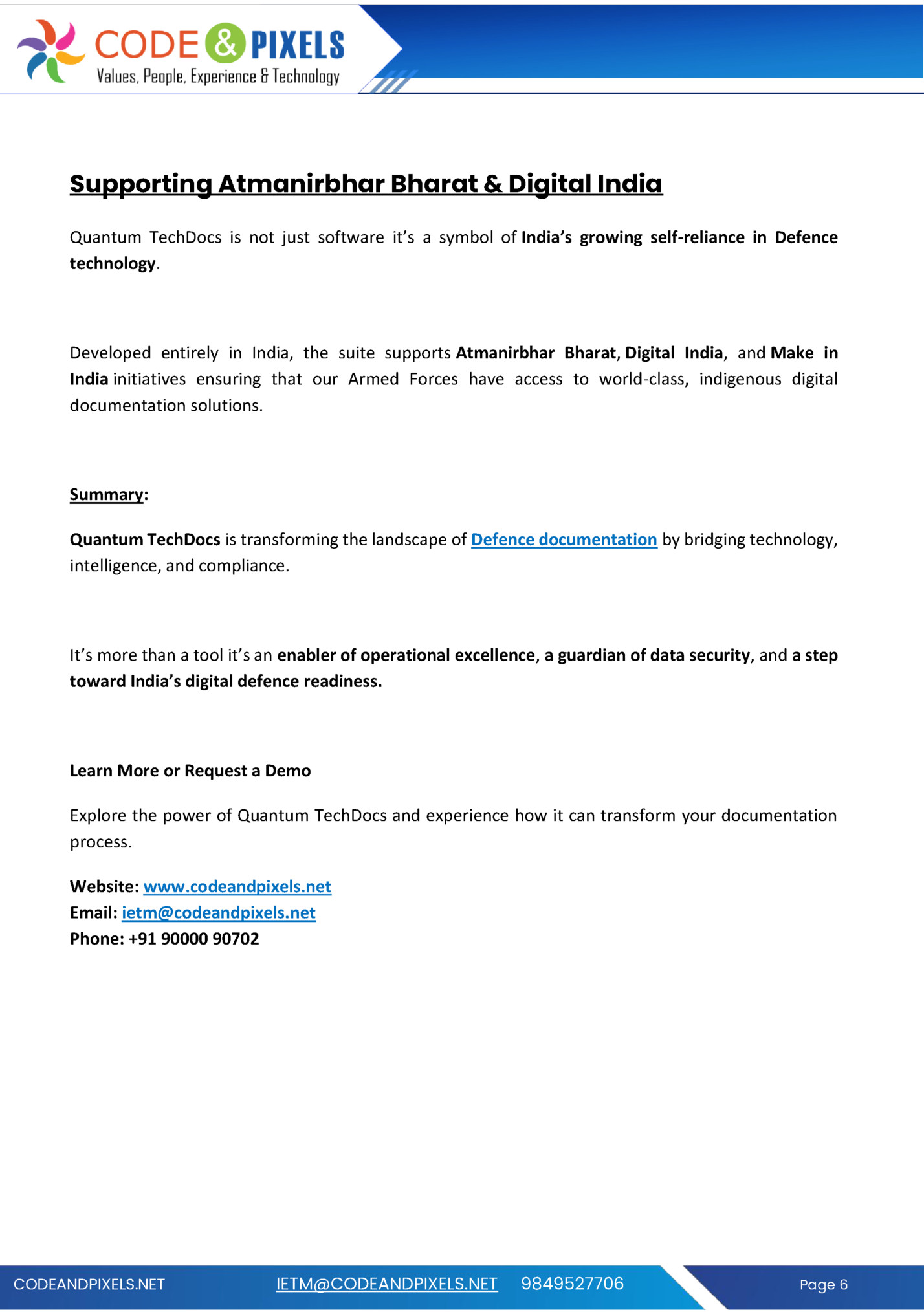 Supporting Atmanirbhar Bharat & Digital India