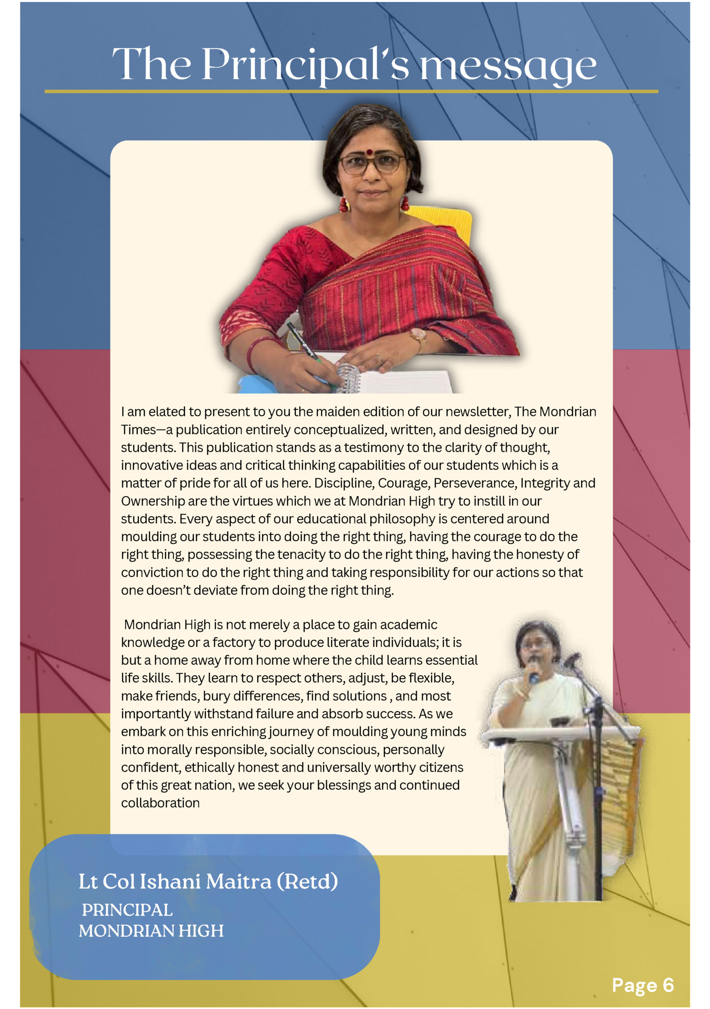 The Principal’s message The Principal’s message