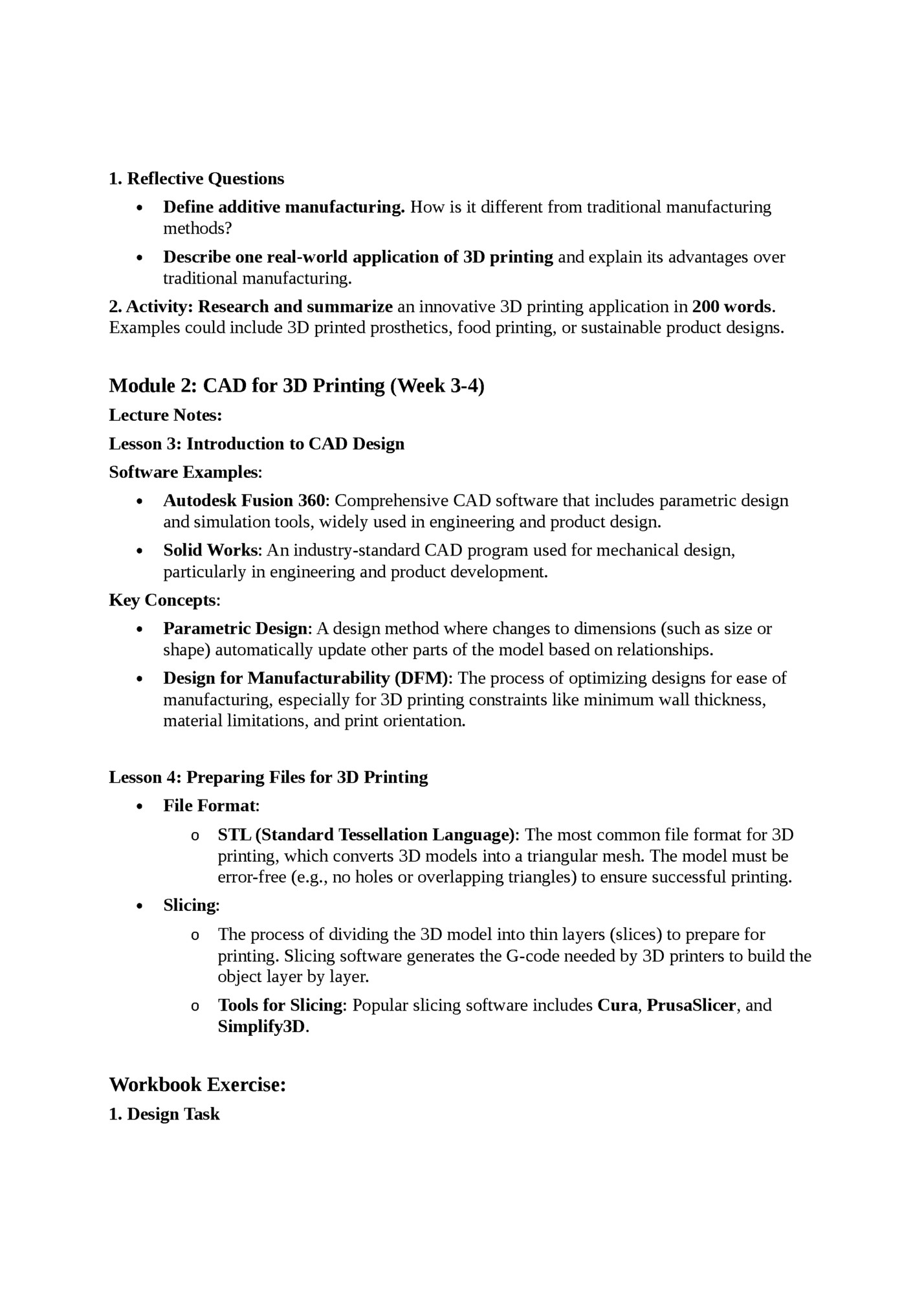 1. Reflective Questions 1. Reflective Questions