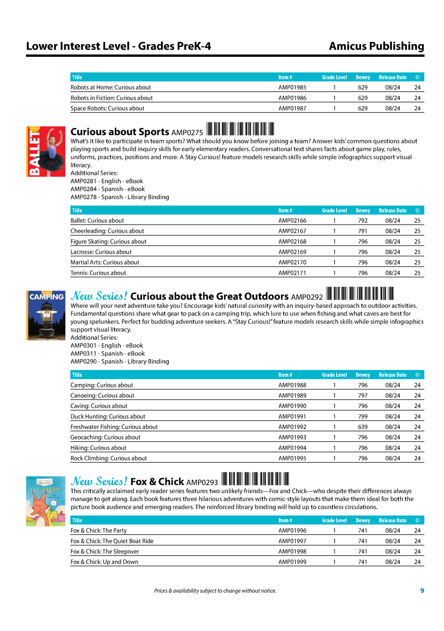 Lower Interest Level - Grades PreK-4