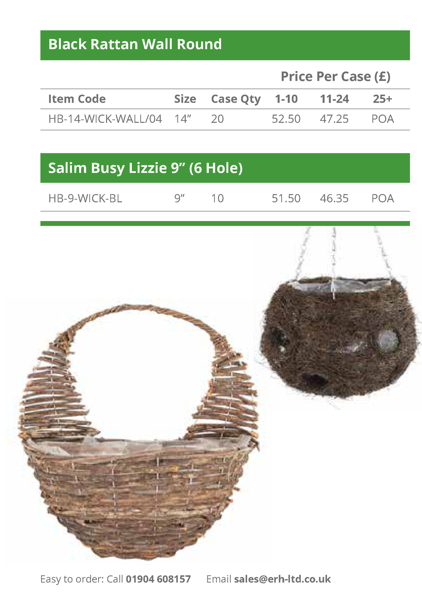 HANGING BASKETS BLACK RATTAN