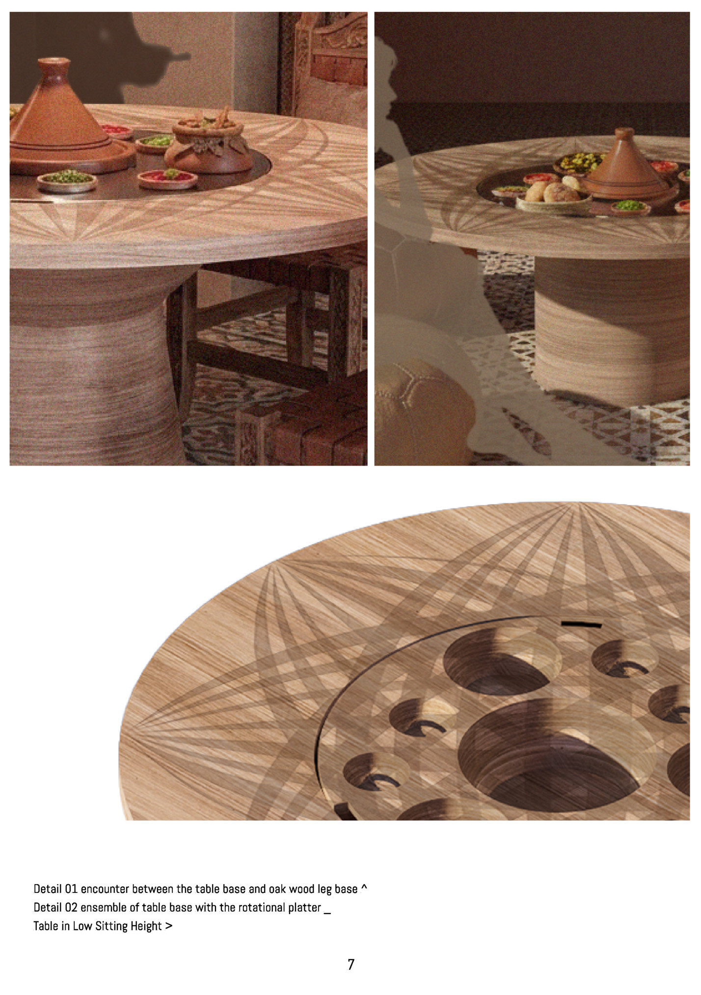 Detail 01 encounter between the table base and oak wood leg base ^