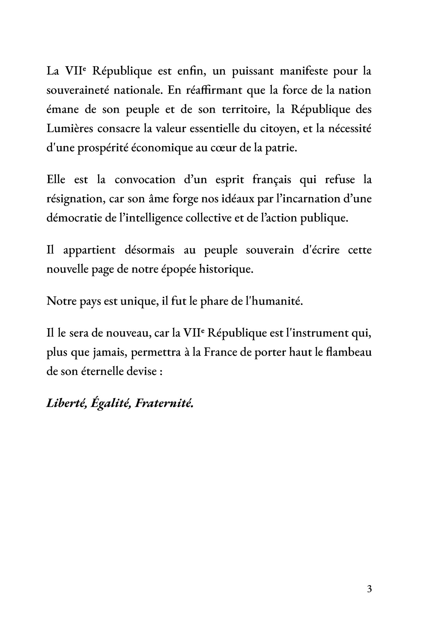 La VIIᵉ République est enfin, un puissant manifeste pour la