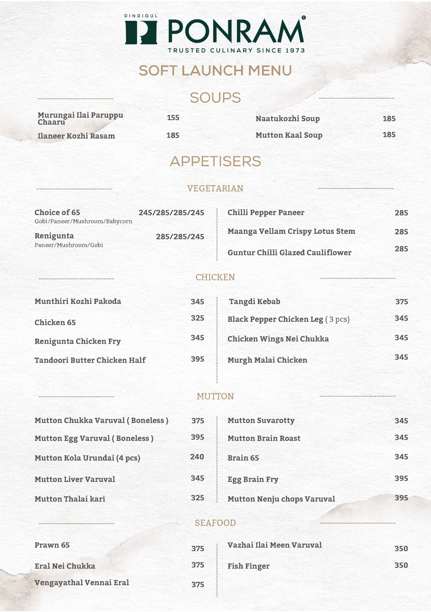 SOFT LAUNCH MENU