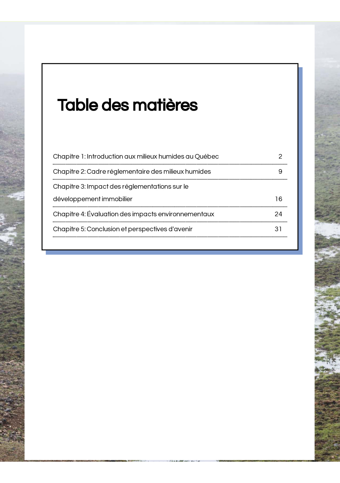 Table des matières