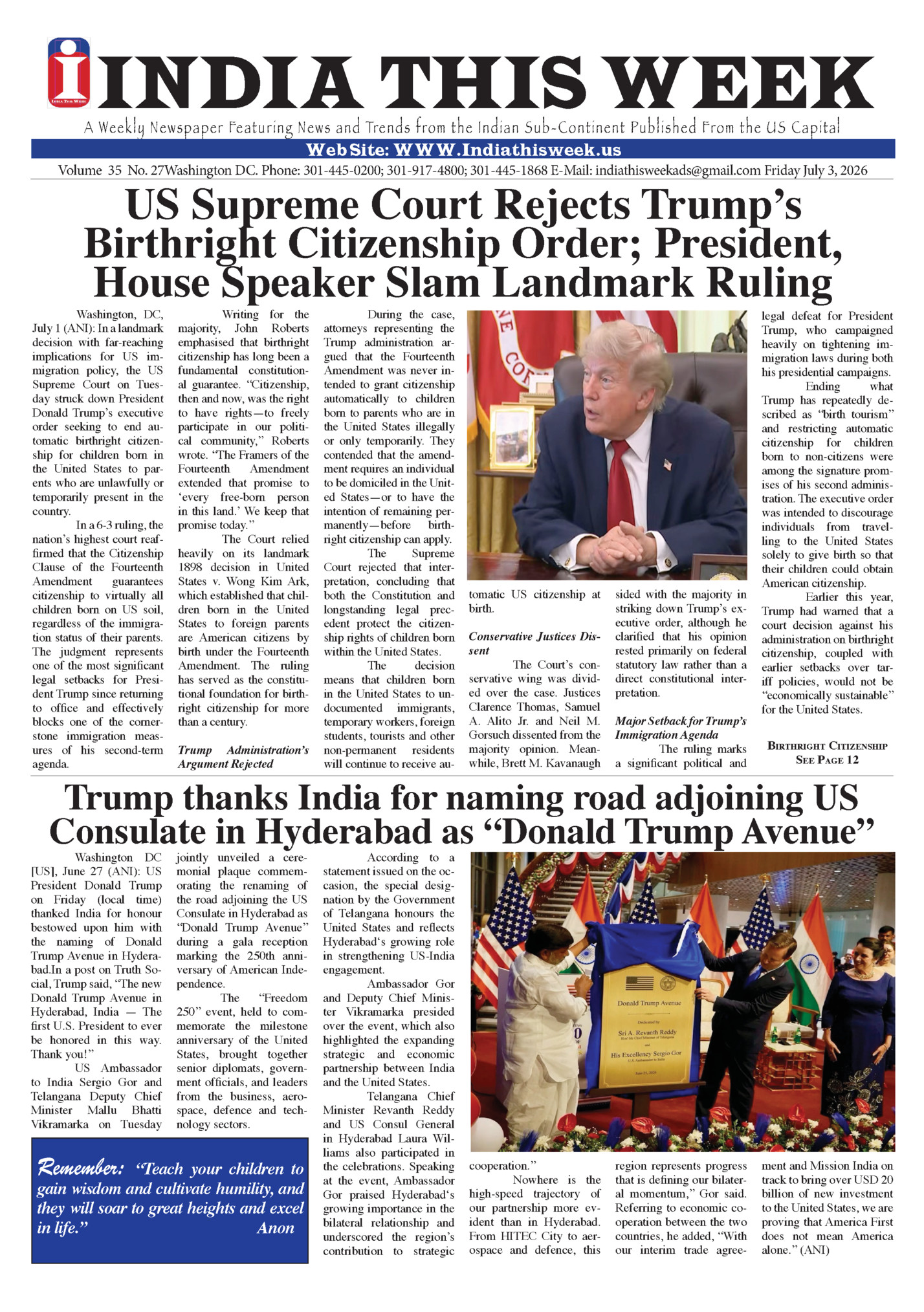 INDIA THIS WEEK INDIA THIS WEEK