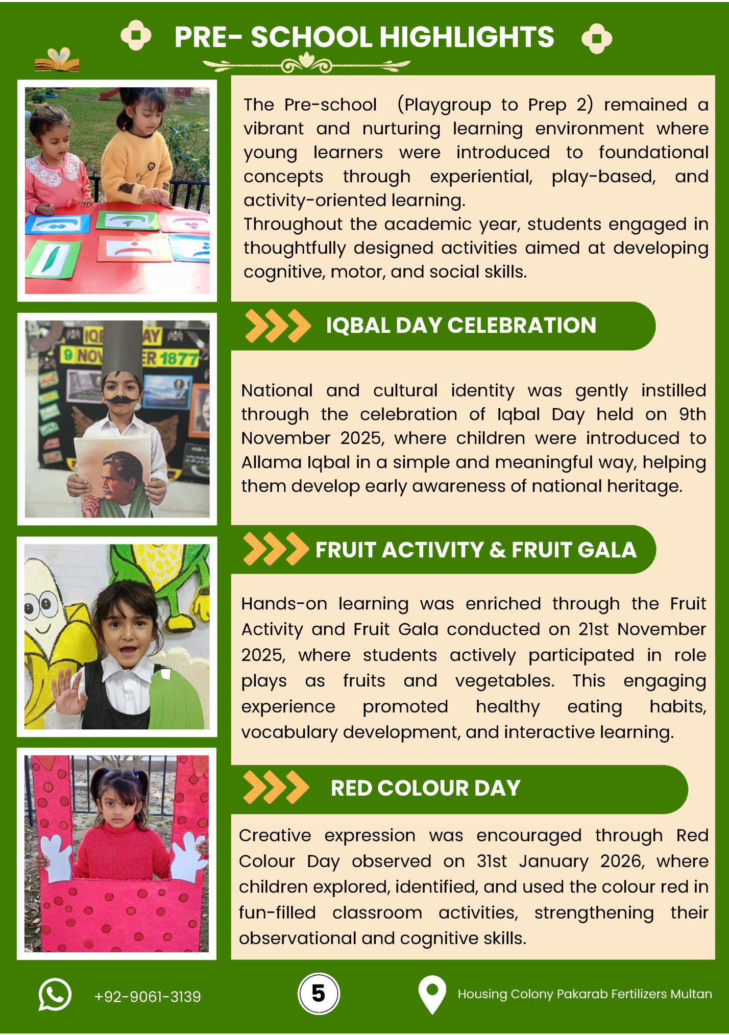 PRE- SCHOOL HIGHLIGHTS