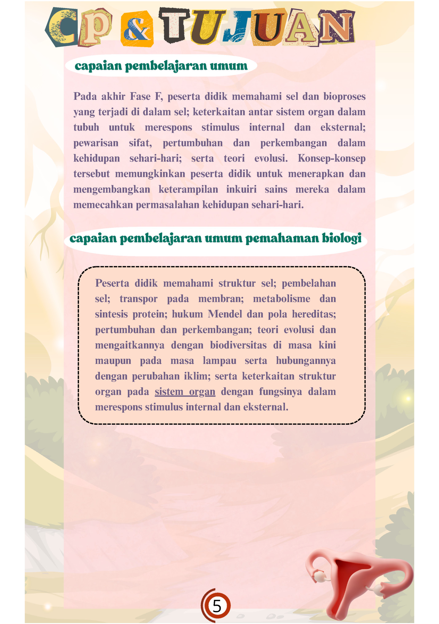 Pada akhir Fase F, peserta didik memahami sel dan bioproses