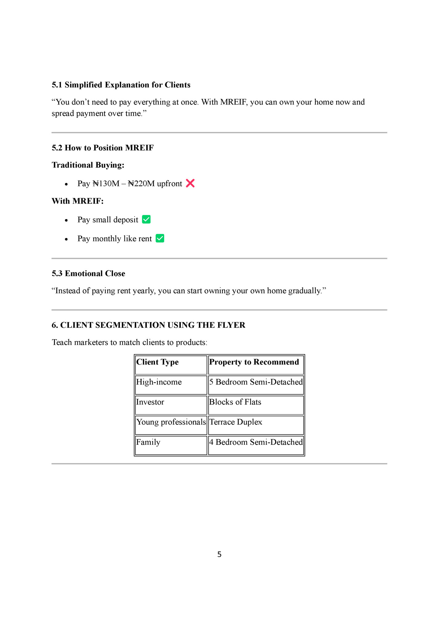 5.1 Simplified Explanation for Clients
