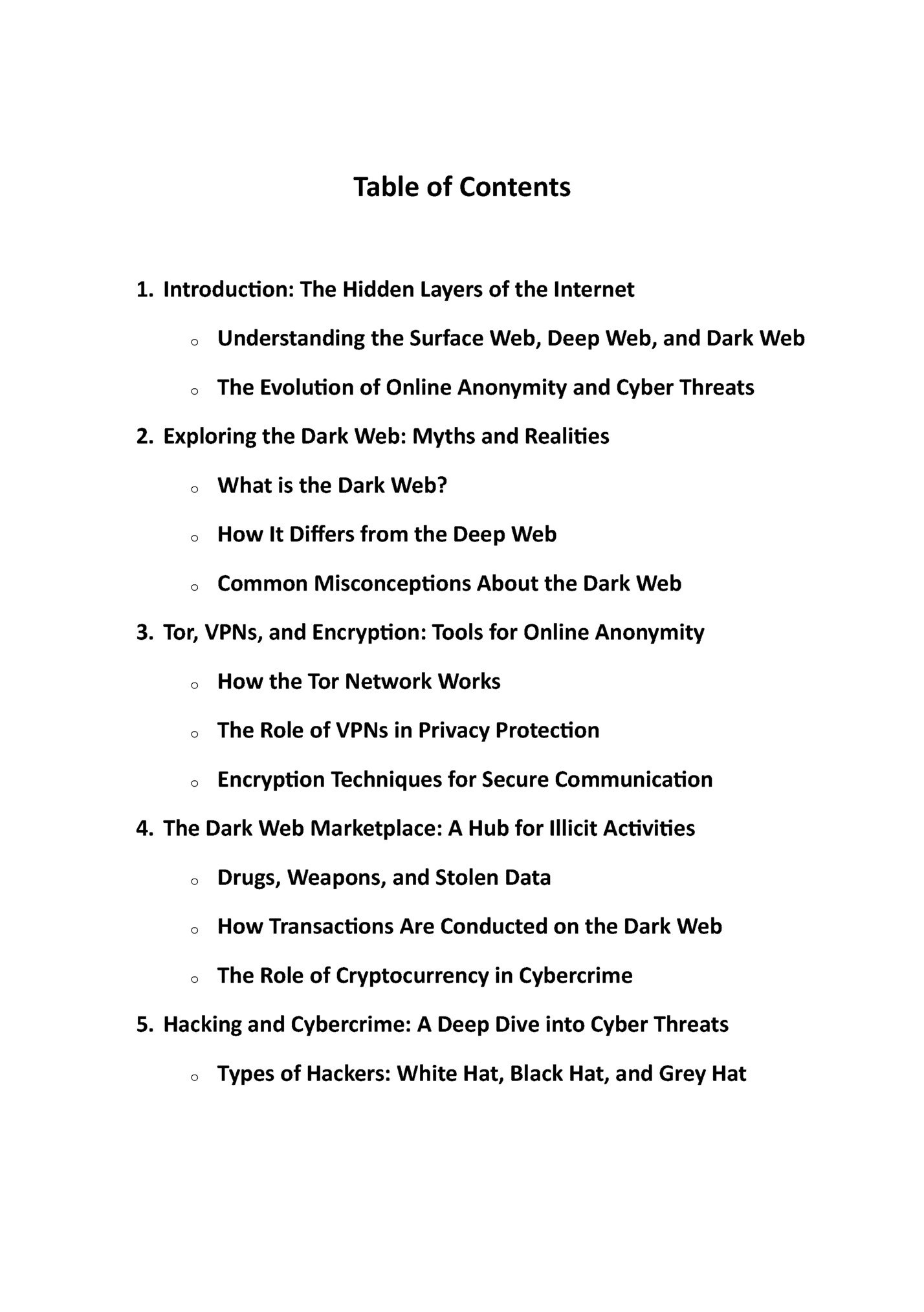 Table of Contents